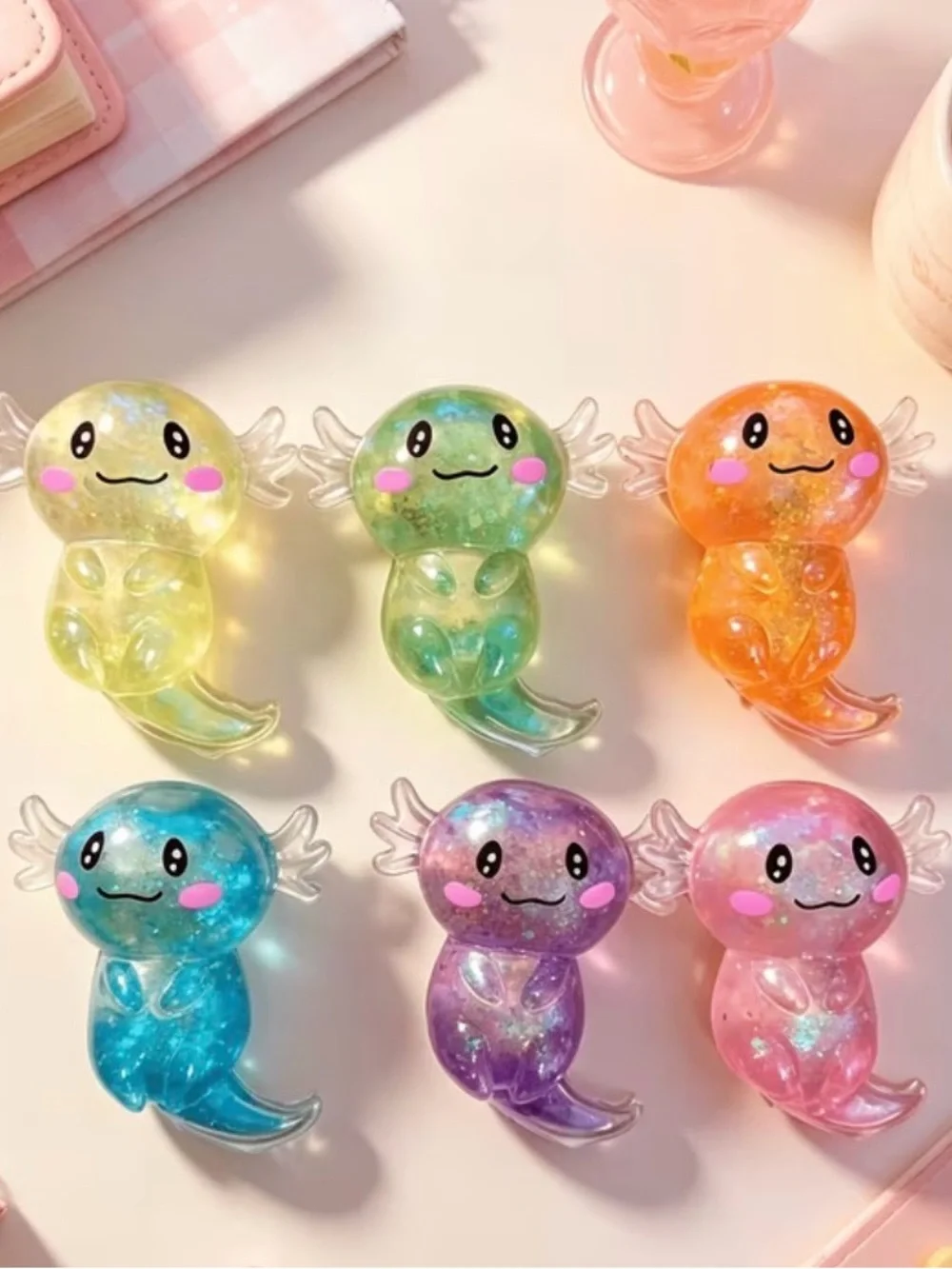 Cute Glitter Axolotl Squishy Toy - New